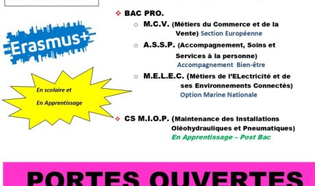 Portes ouvertes : Samedi 27 janvier 2024 ( 8h30 - 17h00 )